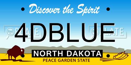 4DBLUE North Dakota License Plate
