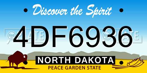 4DF6936 North Dakota License Plate