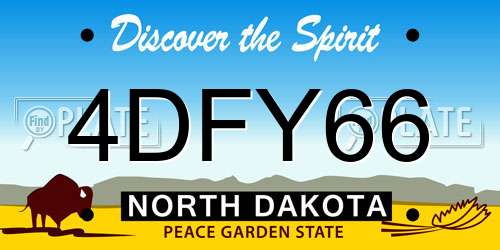 4DFY66 North Dakota License Plate