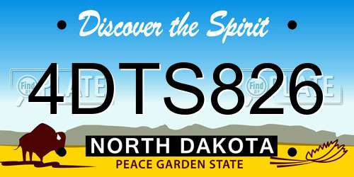 4DTS826 North Dakota License Plate