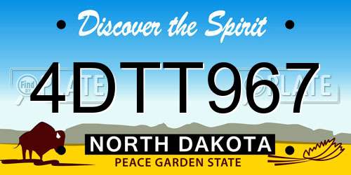 4DTT967 North Dakota License Plate