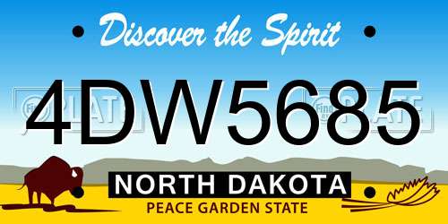4DW5685 North Dakota License Plate