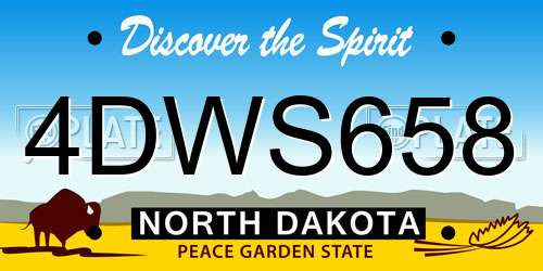 4DWS658 North Dakota License Plate