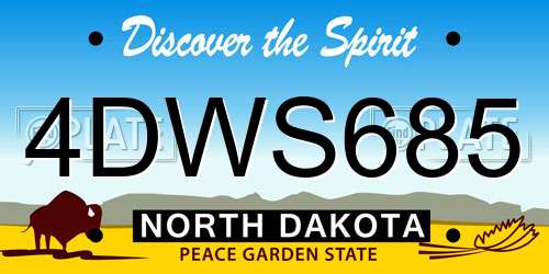 4DWS685 North Dakota License Plate