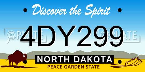 4DY299 North Dakota License Plate