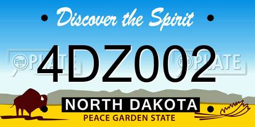 4DZ002 North Dakota License Plate