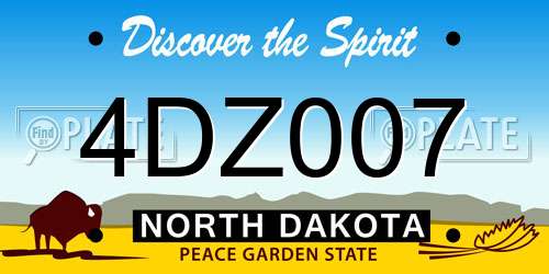 4DZ007 North Dakota License Plate