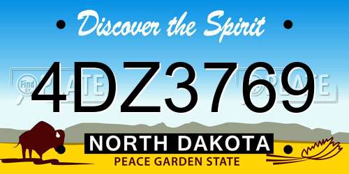 4DZ3769 North Dakota License Plate