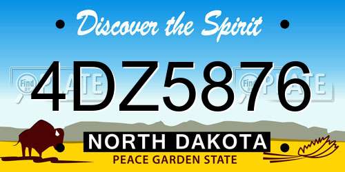 4DZ5876 North Dakota License Plate