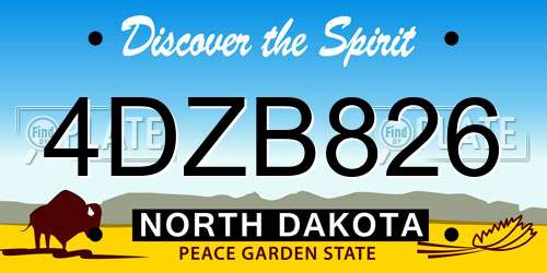 4DZB826 North Dakota License Plate