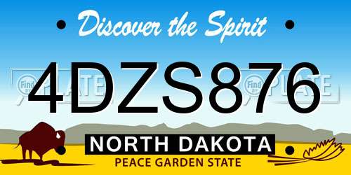 4DZS876 North Dakota License Plate