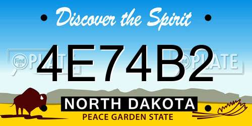 4E74B2 North Dakota License Plate