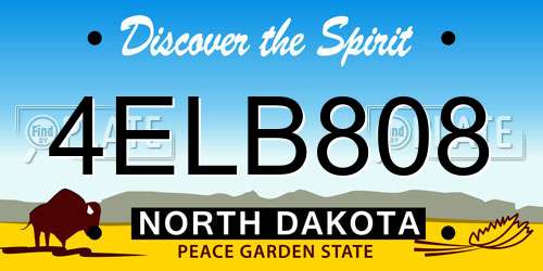 4ELB808 North Dakota License Plate
