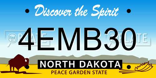 4EMB30 North Dakota License Plate