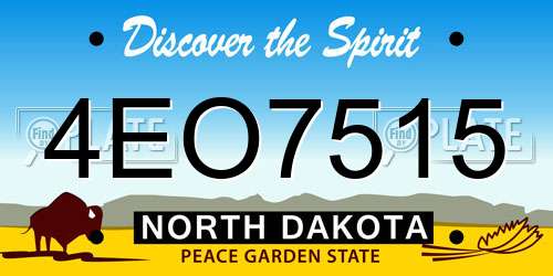 4EO7515 North Dakota License Plate