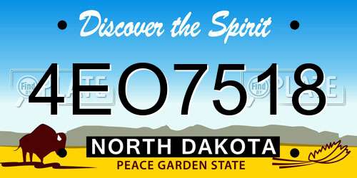 4EO7518 North Dakota License Plate