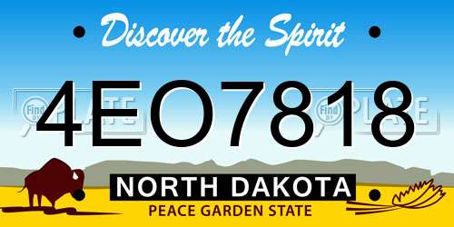 4EO7818 North Dakota License Plate