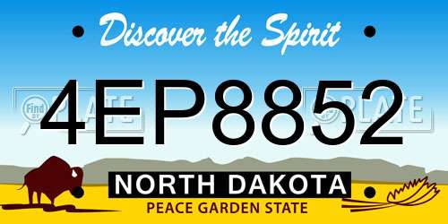 4EP8852 North Dakota License Plate