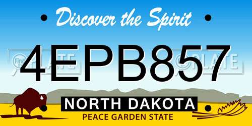 4EPB857 North Dakota License Plate