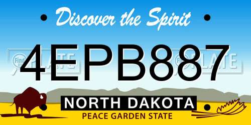4EPB887 North Dakota License Plate