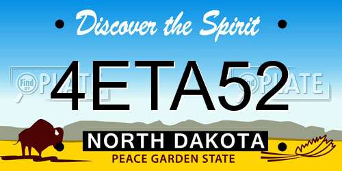 4ETA52 North Dakota License Plate