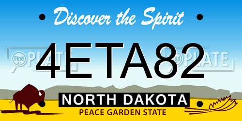 4ETA82 North Dakota License Plate
