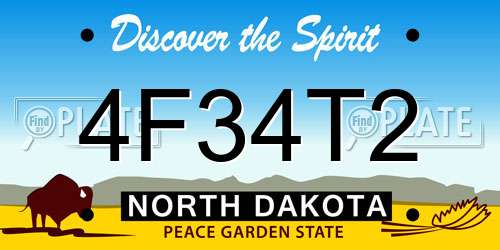 4F34T2 North Dakota License Plate