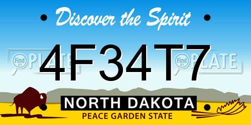 4F34T7 North Dakota License Plate