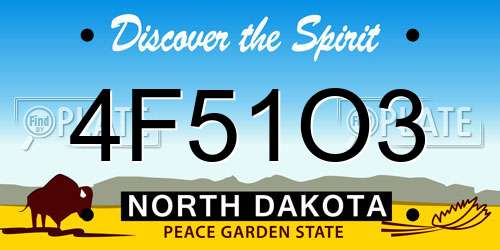 4F51O3 North Dakota License Plate