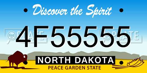 4F55555 North Dakota License Plate