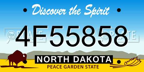 4F55858 North Dakota License Plate