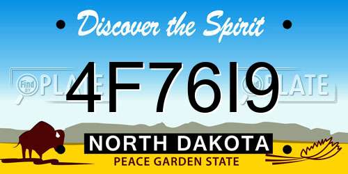 4F76I9 North Dakota License Plate