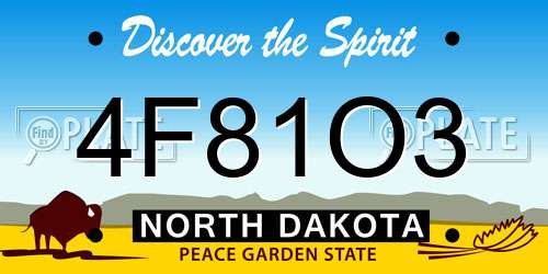 4F81O3 North Dakota License Plate