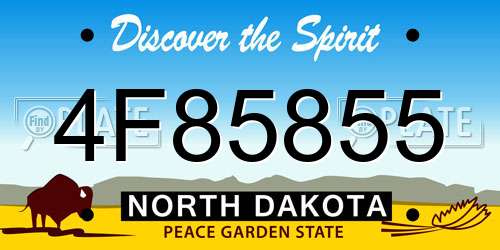 4F85855 North Dakota License Plate