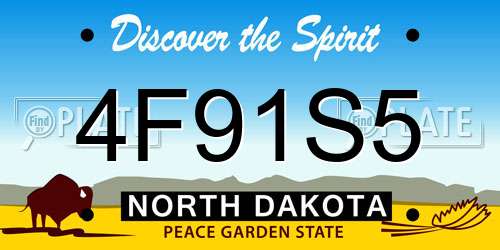 4F91S5 North Dakota License Plate