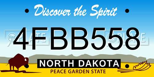 4FBB558 North Dakota License Plate