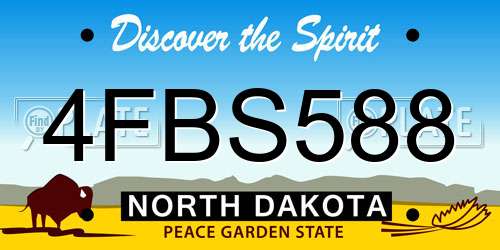 4FBS588 North Dakota License Plate
