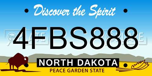 4FBS888 North Dakota License Plate