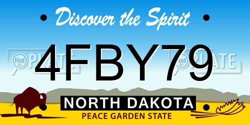 4FBY79 North Dakota License Plate