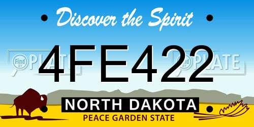 4FE422 North Dakota License Plate