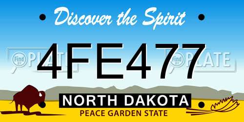 4FE477 North Dakota License Plate