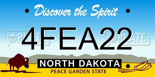 4FEA22 North Dakota License Plate