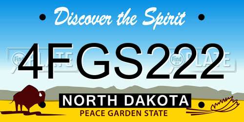 4FGS222 North Dakota License Plate