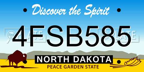 4FSB585 North Dakota License Plate