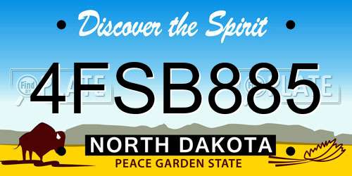 4FSB885 North Dakota License Plate