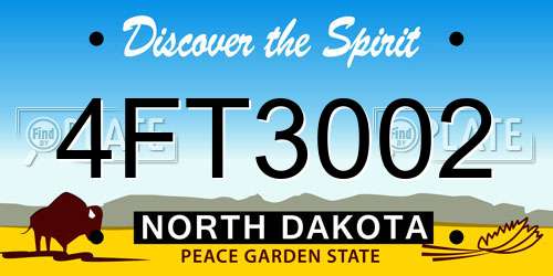 4FT3002 North Dakota License Plate