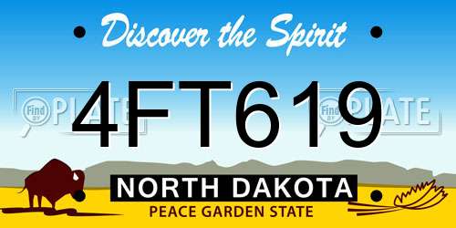 4FT619 North Dakota License Plate