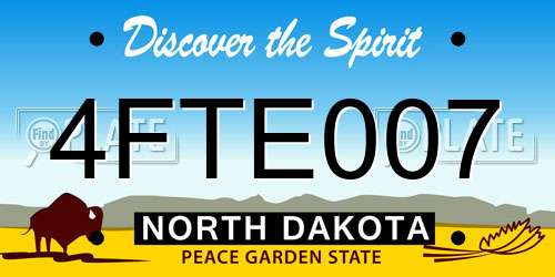 4FTE007 North Dakota License Plate