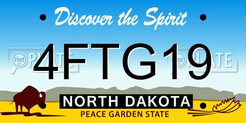 4FTG19 North Dakota License Plate