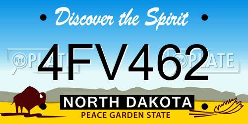 4FV462 North Dakota License Plate